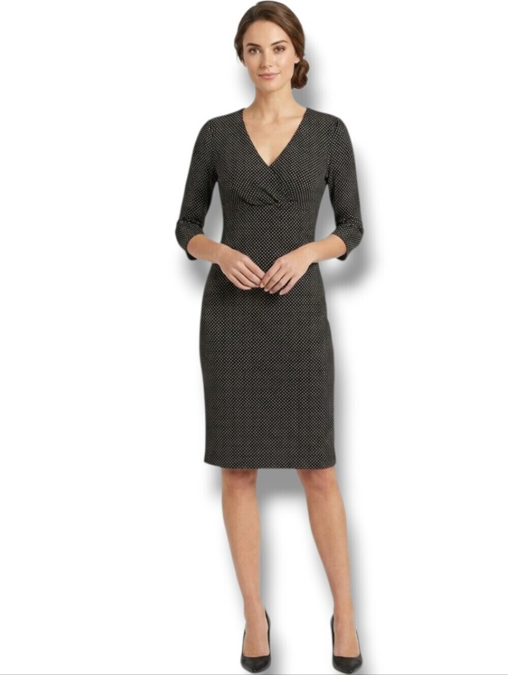 RUBY Women’s 3/4 Sleeve Empire Waist Career Dress – Small